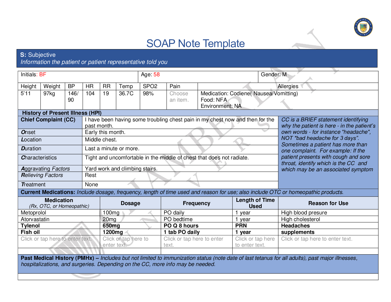 Preview image for NR 509 Week 4 Chest Pain SOAP Note